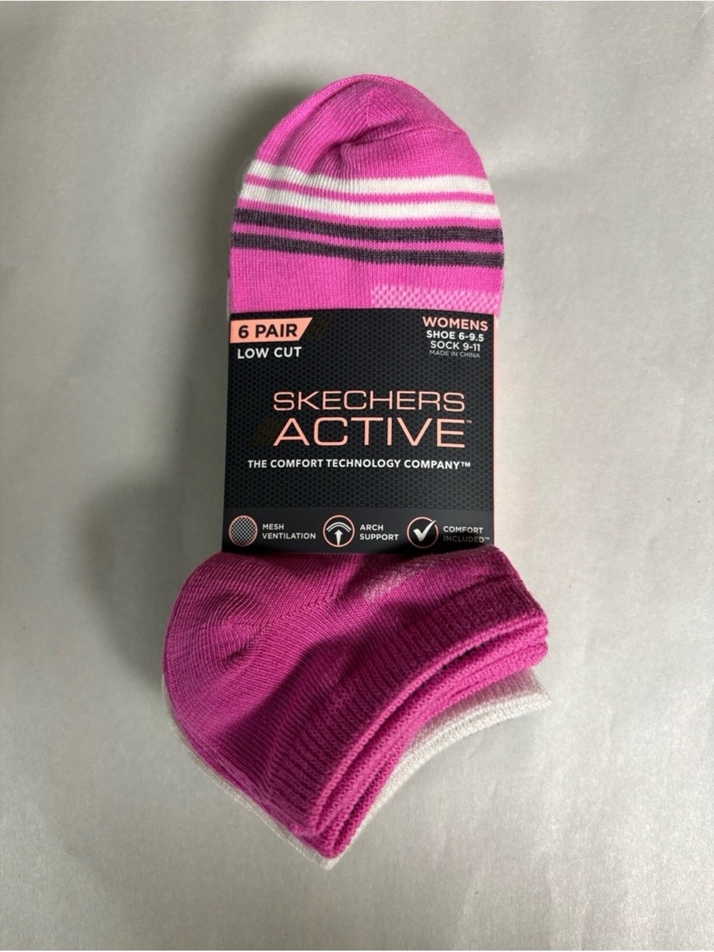 New Skechers Socks Women’s 6 Pair Multicolor Low Cut Casual Athletic Activewear